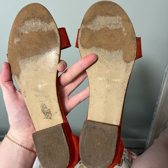 Real Italian Red suede sandals with a 0.75" inch heel by Borgo Giannotti - Picture 11 of 11